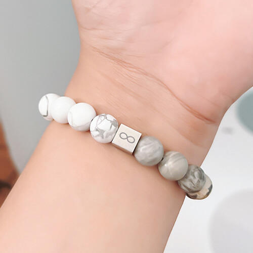 Personalized white turquoise infinity beaded bracelet wholesale custom engraved bracelets bulk manufacturers websites
